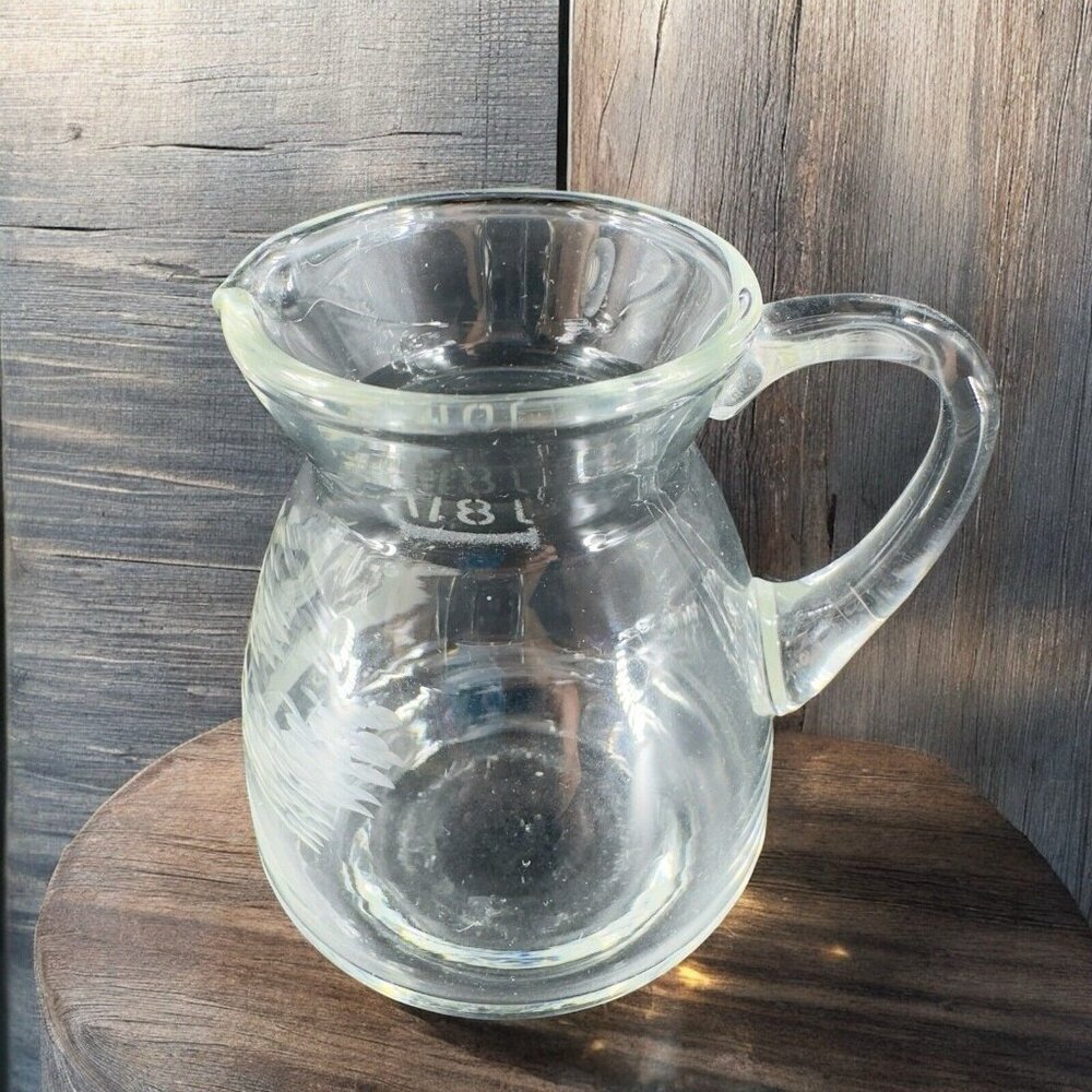 Vintage Clear Crystal Glass Small Pitcher Creamer With Etched Bird Chicken VTG